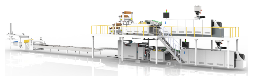 Single layer and multiple layer LVT floor extrusion line