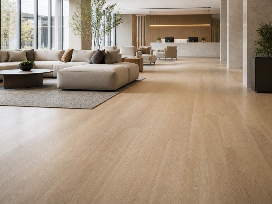 SPC and LVT flooring installed in a bright commercial interior