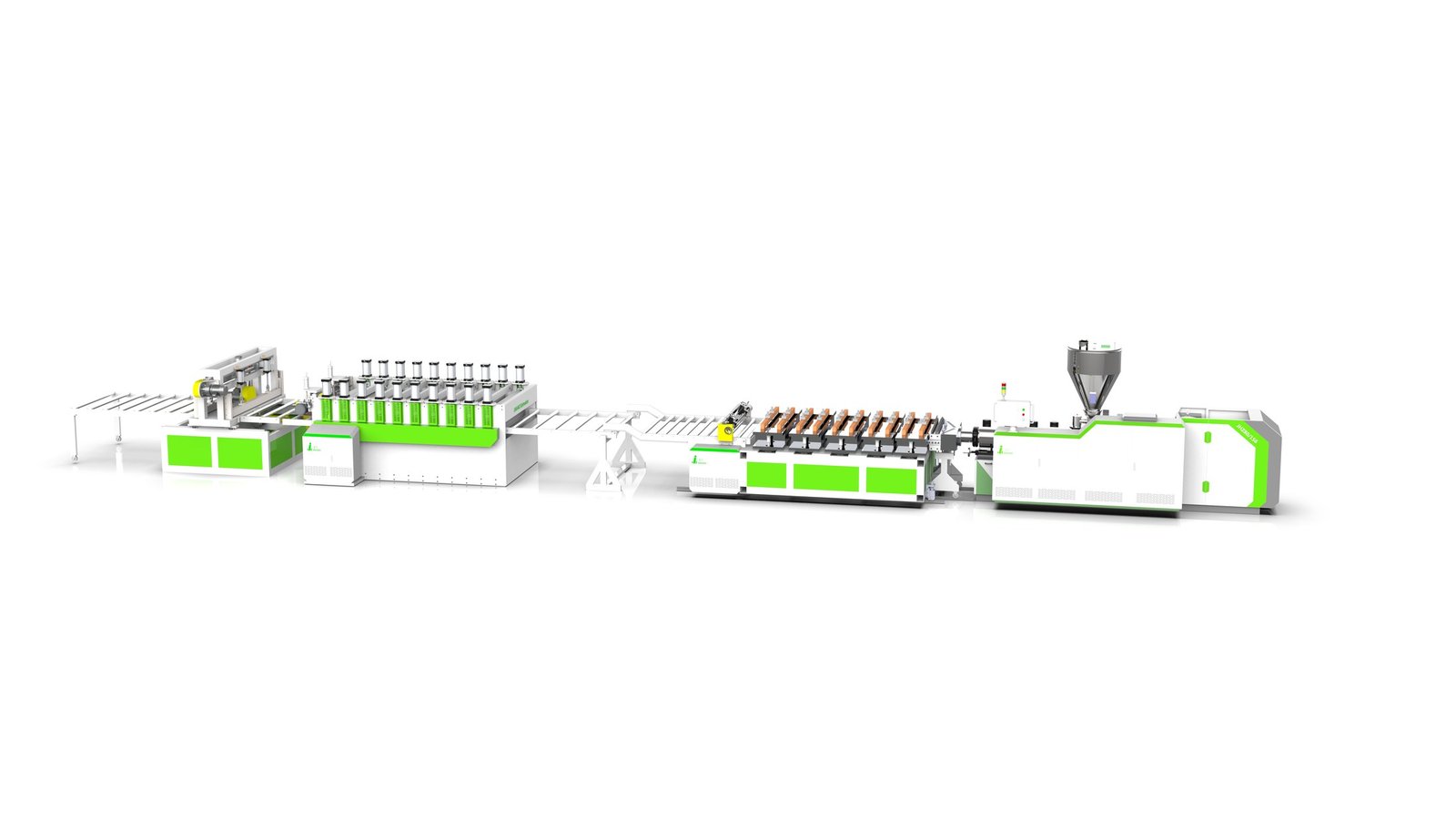 PVC Celuka foam board extrusion line with calibration table, cooling conveyor and haul-off unit